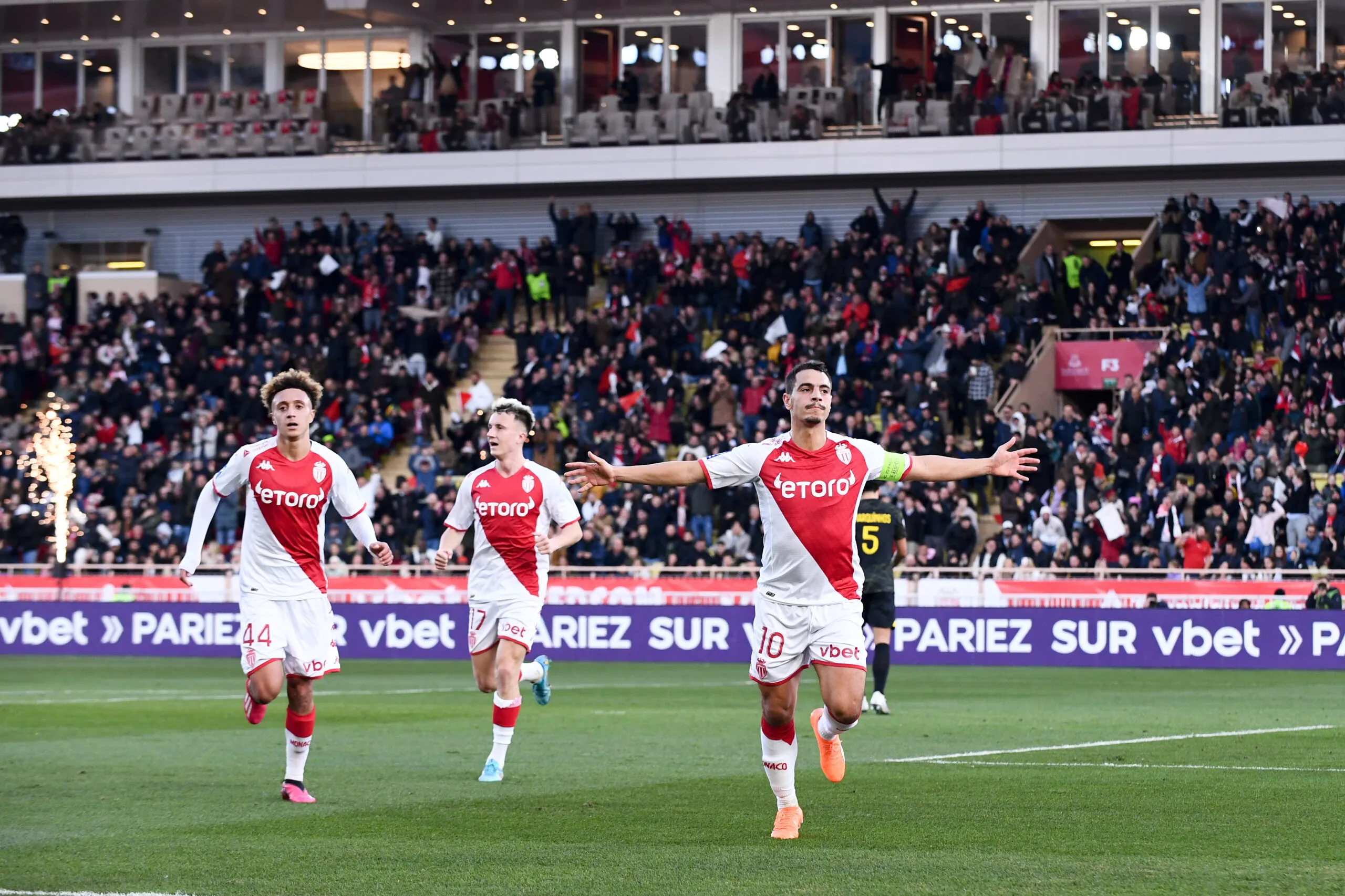 44 Eliesse BEN SEGHIR (asm) - 10 Wissam BEN YEDDER (asm) during the Ligue 1 Uber Eats match between Monaco and Paris Saint Germain at Stade Louis II on February 11, 2023 in Monaco, Monaco. (Photo by Philippe Lecoeur/FEP/Icon Sport)