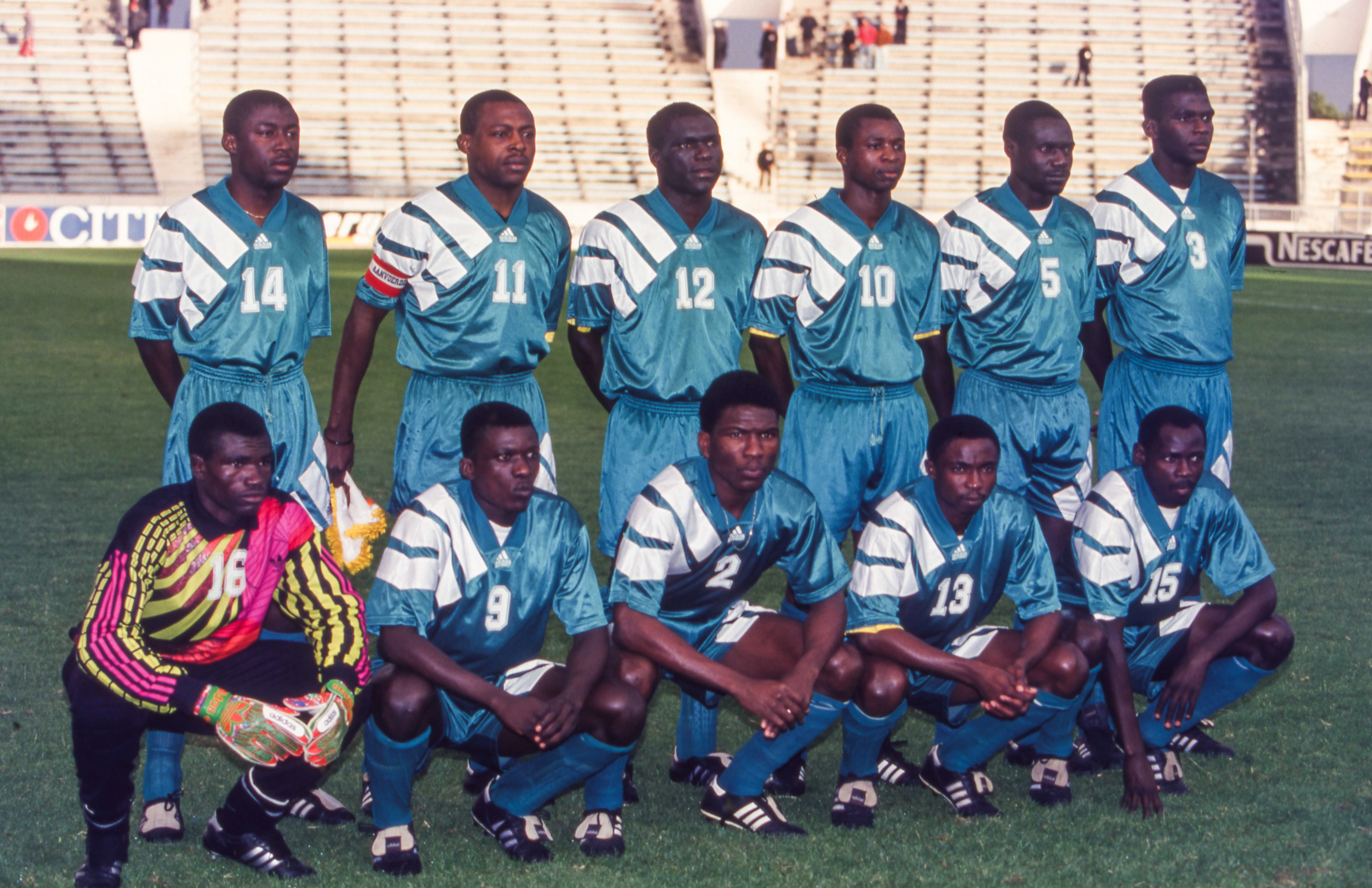 Lineup of Zambia during the CAN Africa Cup of Nations 1994 semi-final match between Zambia and Mali on April 6, 1994 at El Menzah Olympic Stadium in Tunis, Tunisia.<br />(Photo by Eric Renard/Onze/Icon Sport)