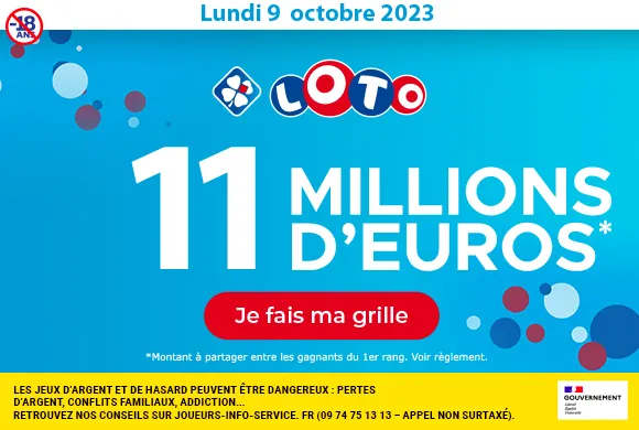 Loto du lundi 9 octobre 2023 : 11 millions d&rsquo;euros à gagner