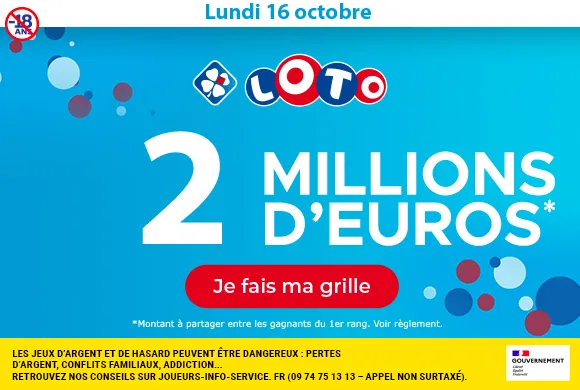 Loto du lundi 16 octobre 2023 : 2 millions d&rsquo;euros à gagner