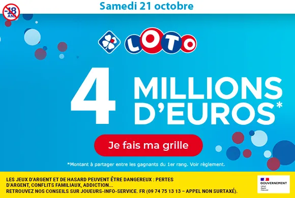 Loto du samedi 21 octobre 2023 : 4 millions d&rsquo;euros à gagner