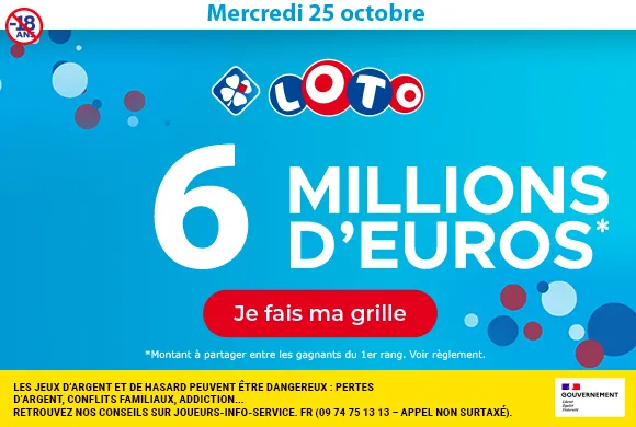 Loto du mercredi 25 octobre 2023 : 6 millions d&rsquo;euros à gagner