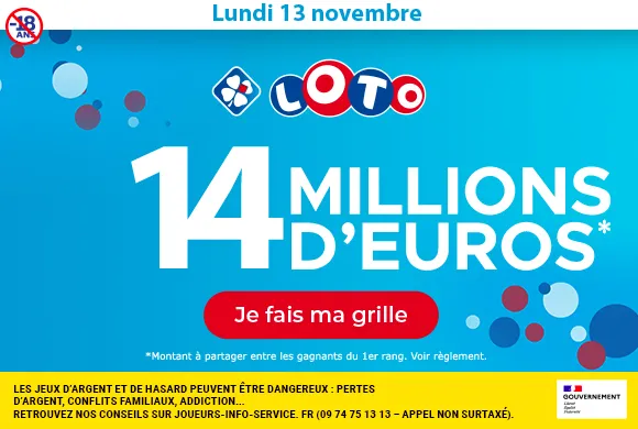 Loto du lundi 13 novembre 2023 : 14 millions d&rsquo;euros à gagner