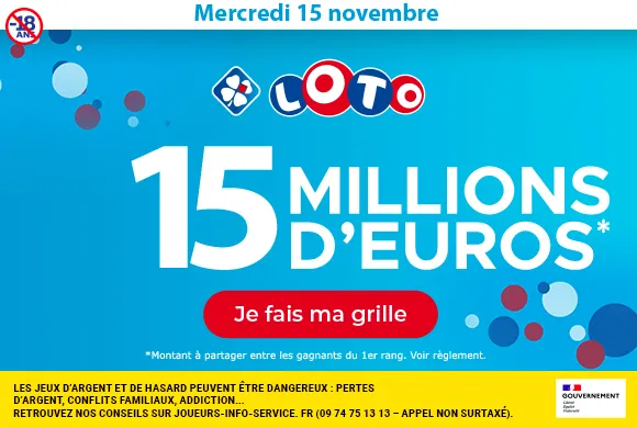 Loto du mercredi 15 novembre 2023 : 15 millions d&rsquo;euros à gagner