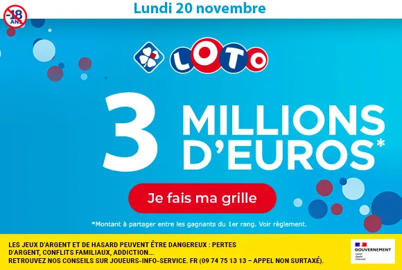 Loto lundi 20 novembre 2023 : 3 millions d&rsquo;euros à gagner !