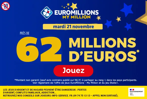 EuroMillions mardi 21 novembre : 62 millions d’euros à gagner  !