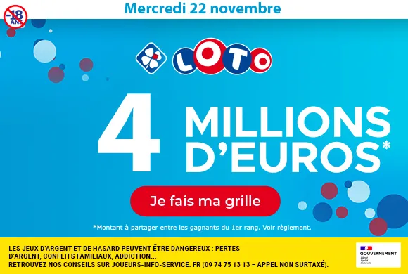 Loto mercredi 22 novembre 2023 : 4 millions d&rsquo;euros à gagner !