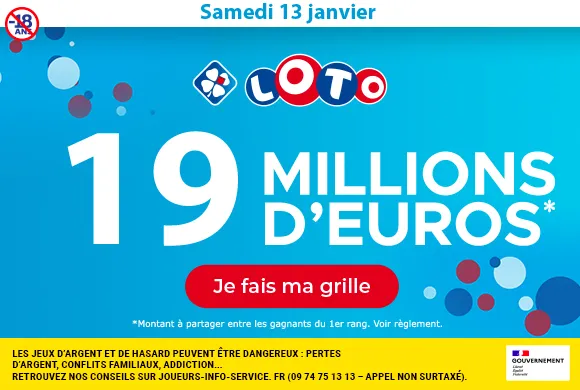 Loto samedi 13 janvier : 19 millions d’euros à gagner  !