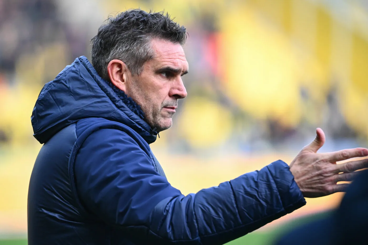 Jocelyn GOURVENNEC head coach of FC Nantes during the Ligue 1 Uber Eats match between Football Club de Nantes and Clermont Foot 63 at Stade de la Beaujoire on January 14, 2024 in Nantes, France. (Photo by Anthony Dibon/Icon Sport)