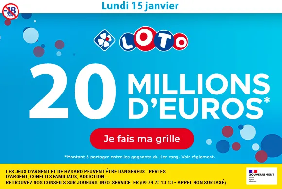 Loto lundi 15 janvier : 20 millions d’euros à gagner  !