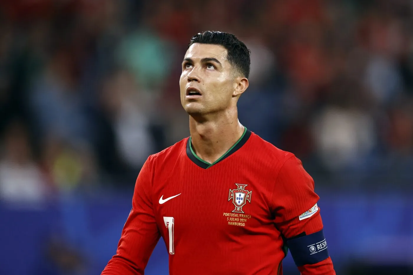 HAMBURG - Cristiano Ronaldo of Portugal during the UEFA EURO 2024 quarter-final match between Portugal and France at Volksparkstadion on July 5, 2024 in Hamburg, Germany. ANP | Hollandse Hoogte | MAURICE VAN STEEN   - Photo by Icon Sport