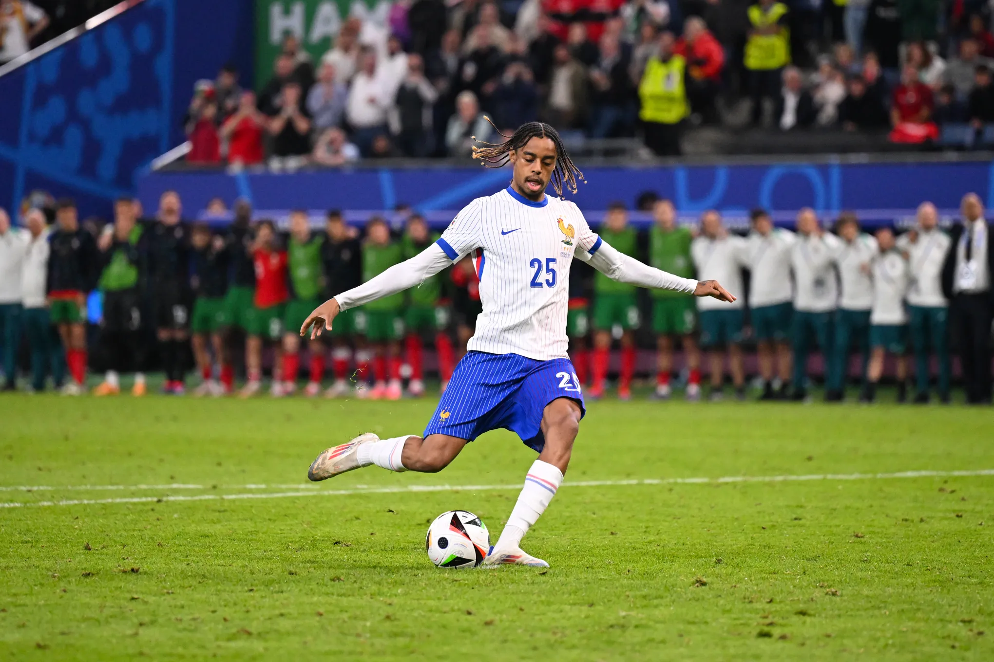 Bradley BARCOLA of France during the UEFA Euro 2024 Quarter-finals match between France and Portugal at Volksparkstadion on July 5, 2024 in Hamburg, Germany. (Photo by Anthony Bibard/FEP/Icon Sport) &#8211; Photo by Icon Sport