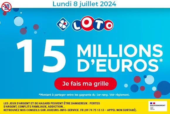 Loto lundi 8 juillet 2024 : 15 millions d’euros à gagner !