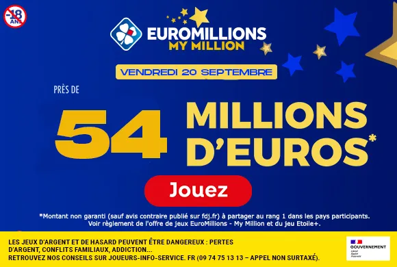 EuroMillions vendredi 20 septembre 2024 : 54 millions d’euros à gagner !