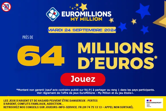 EuroMillions mardi 24 septembre 2024 : 64 millions d’euros à gagner !