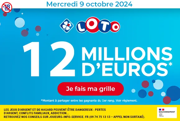 Loto mercredi 9 octobre 2024 : 12 millions d’euros à gagner !