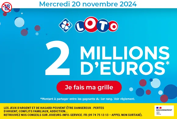 Loto mercredi 20 novembre 2024 : 2 millions d’euros à gagner !