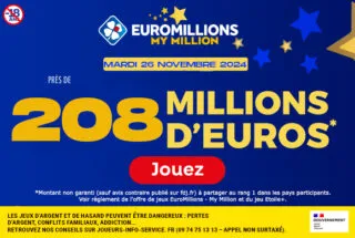 EuroMillions mardi 26 novembre 2024 : 208 millions d’euros à gagner !