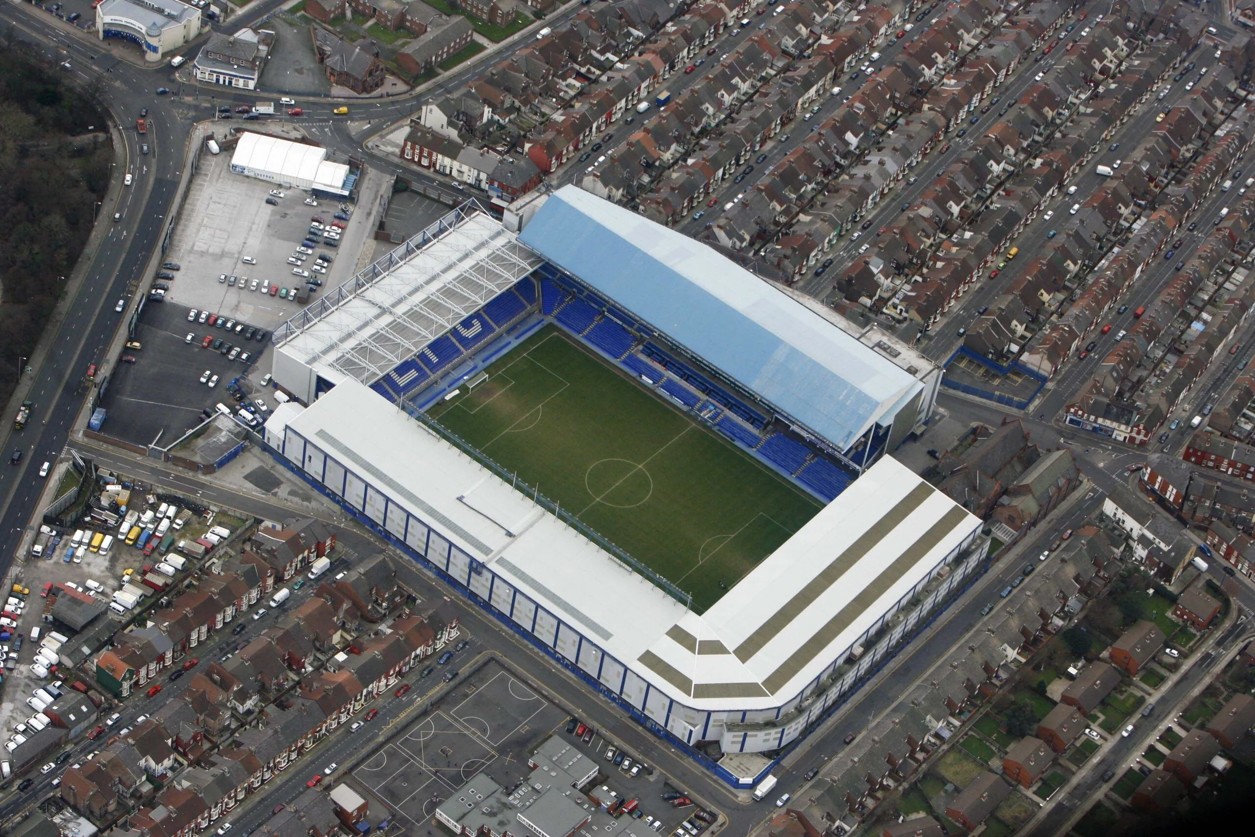 Vue aérienne de Goodison Park en 2012 &#8211; Stade d’Everton &#8211; Photo by Icon Sport