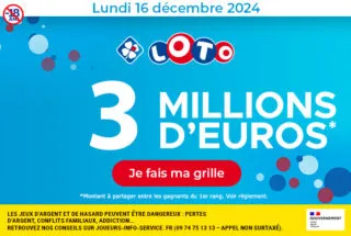 Loto lundi 16 décembre 2024 : 3 millions d’euros à gagner !