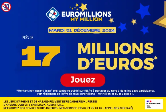 EuroMillions mardi 31 décembre 2024 : 17 millions d’euros à gagner !