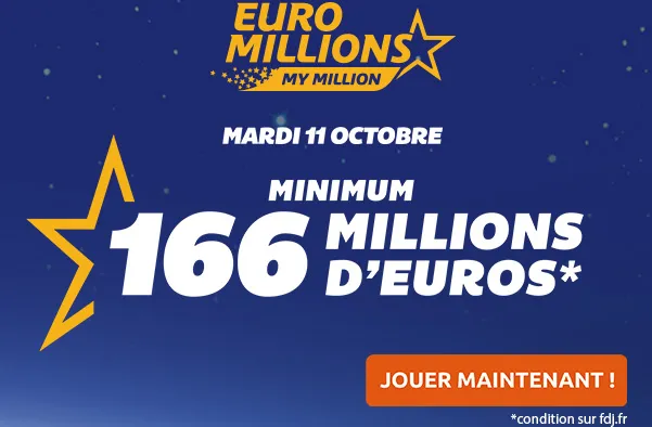 166 Millions d&rsquo;€ à gagner ce mardi à l&rsquo;Euro Millions !