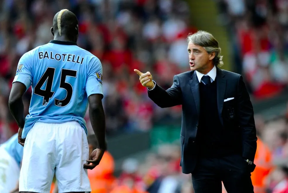 Quand Mancini complimente Balotelli en l&rsquo;insultant