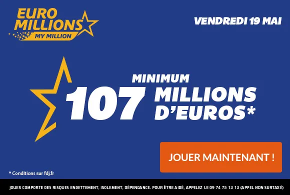 107 Millions d&rsquo;€ à gagner ce vendredi à l&rsquo;Euro Millions !