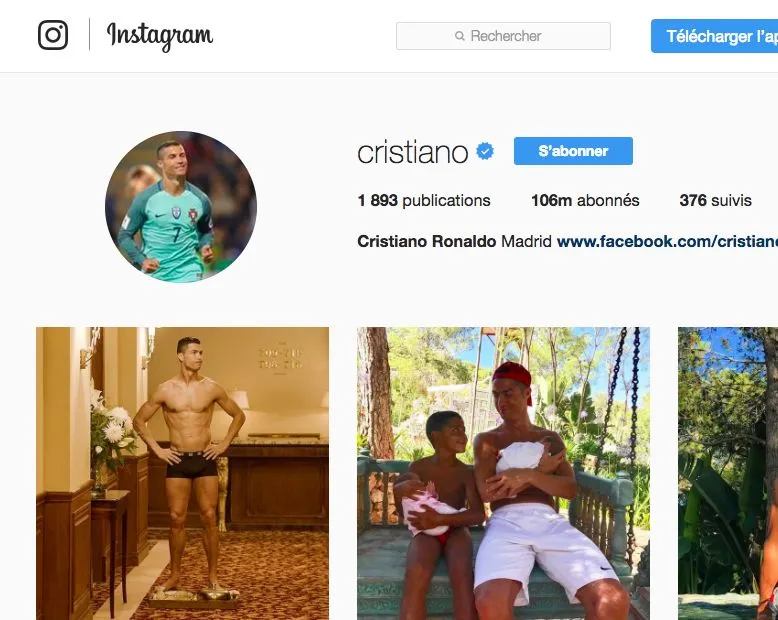 Ronaldo et son Jackpot Instagram