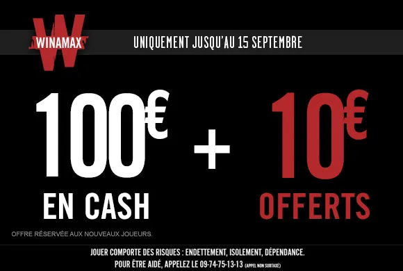 Edition limitée : 110€ chez Winamax pour parier sur la C1