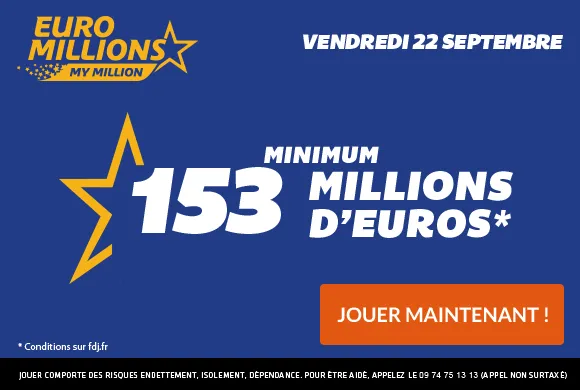 153 Millions d&rsquo;€ à gagner ce vendredi à l&rsquo;Euro Millions !