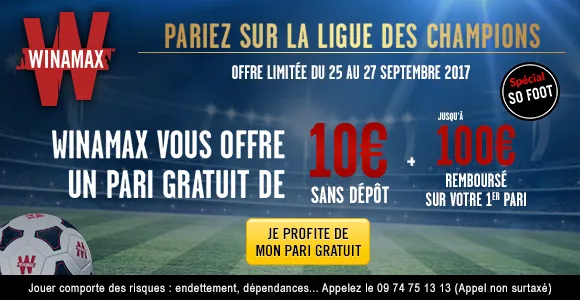 DERNIER JOUR DE L&rsquo;OFFRE SPECIALE : 10€ offerts sans dépôt pour parier chez Winamax !!!