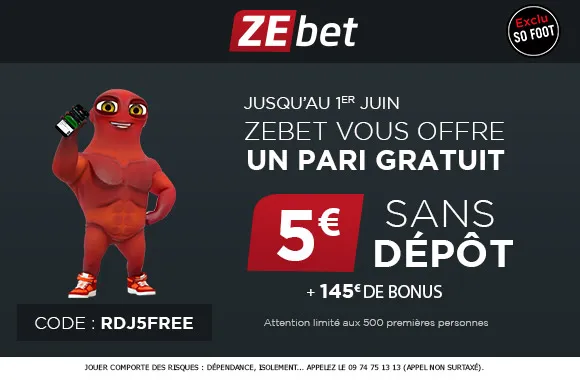 EXCLU : 5€ offerts sans sortir la CB chez ZEbet !