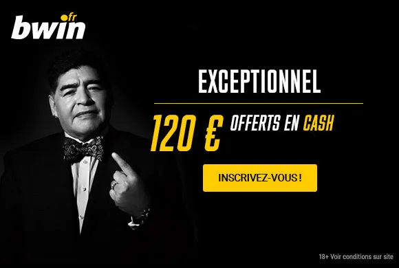 BONUS LIMITÉ : 120€ offerts EN CASH chez bwin jusqu&rsquo;à jeudi 28 seulement !