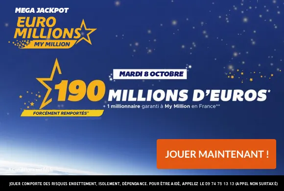 EuroMillions : 190 millions d&rsquo;€ forcément remportés + 1 millionnaire garanti ce mardi