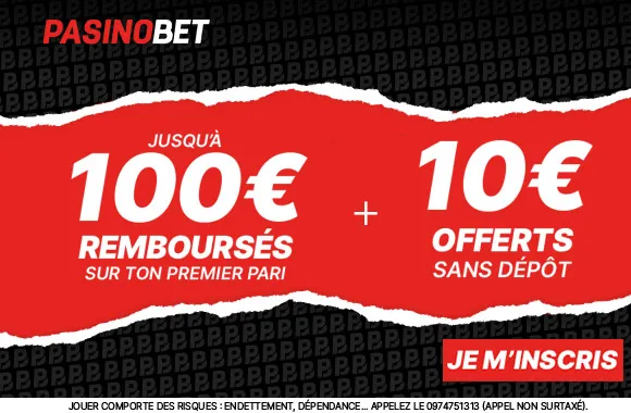 Pariez sans pression : 10€ offerts sans dépôt + 100€ remboursés chez PasinoBet