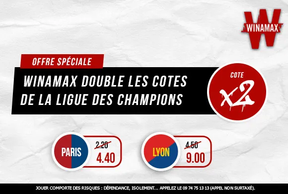 Winamax double les cotes de Dortmund &#8211; PSG et des autres 8es de C1 !