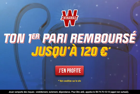 EXCLU : 120€ offerts en CASH au lieu de 100€ chez Winamax sur la Ligue des Champions