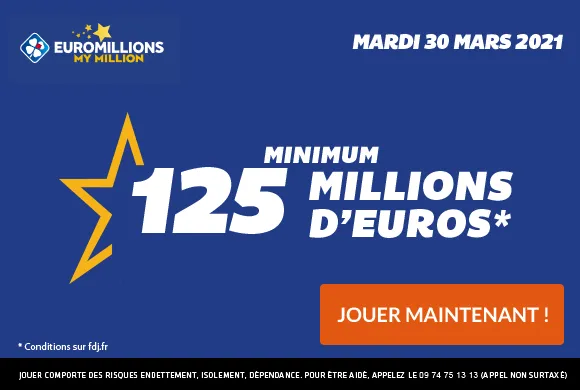 EuroMillions : 125 millions d&rsquo;€ à gagner + 1 millionnaire garanti ce mardi
