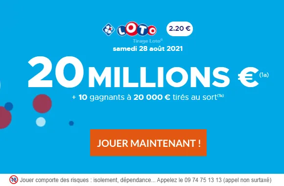 LOTO du samedi 28 août 2021 : 20 millions d&rsquo;€ à gagner !