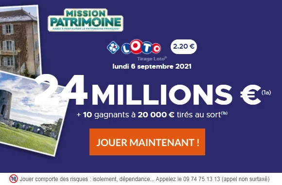 LOTO du lundi 6 septembre 2021 : 24 millions d&rsquo;€ à gagner (cagnotte record) !