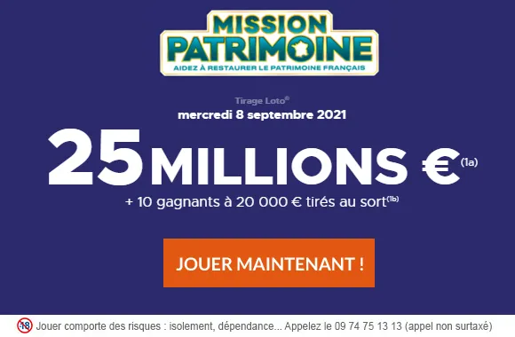 LOTO du mercredi 8 septembre 2021 : 25 millions d&rsquo;€ à gagner (nouveau record historique) !