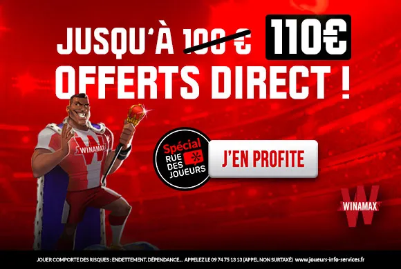 EXCLU : 110€ offerts DIRECT chez Winamax pour parier ce week-end !