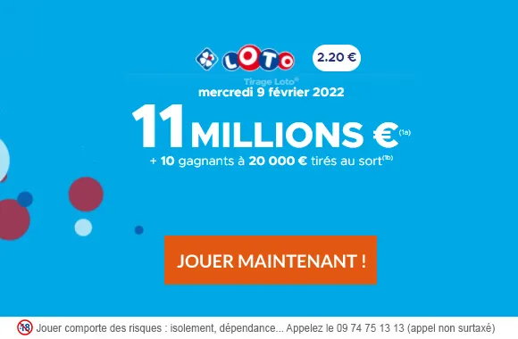 LOTO du mercredi 9 février 2022 : 11 millions d&rsquo;€ à gagner