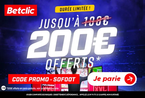 NOUVEAU : 200€ offerts chez Betclic au lieu de 100€ pendant quelques jours !