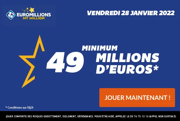 EuroMillions vendredi 28 janvier 2022 : 49 millions d&rsquo;€ à gagner !