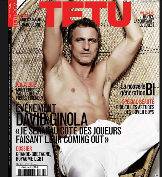 Photo : David Ginola dans Têtu