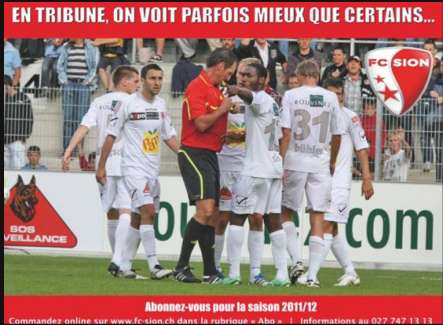 Photo : Sion cible les arbitres