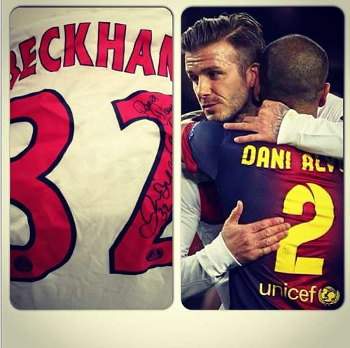 Photo: le cadeau de Beckham à Alves