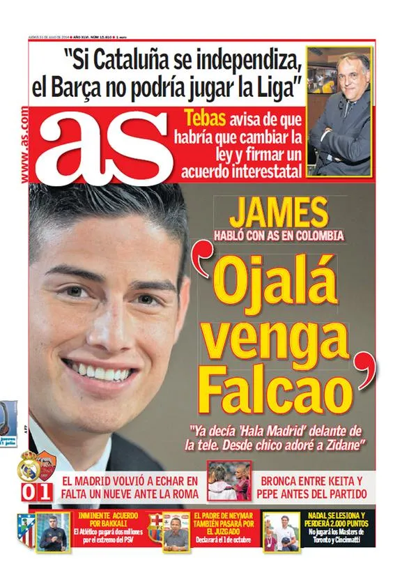 Photo : James attend Falcao